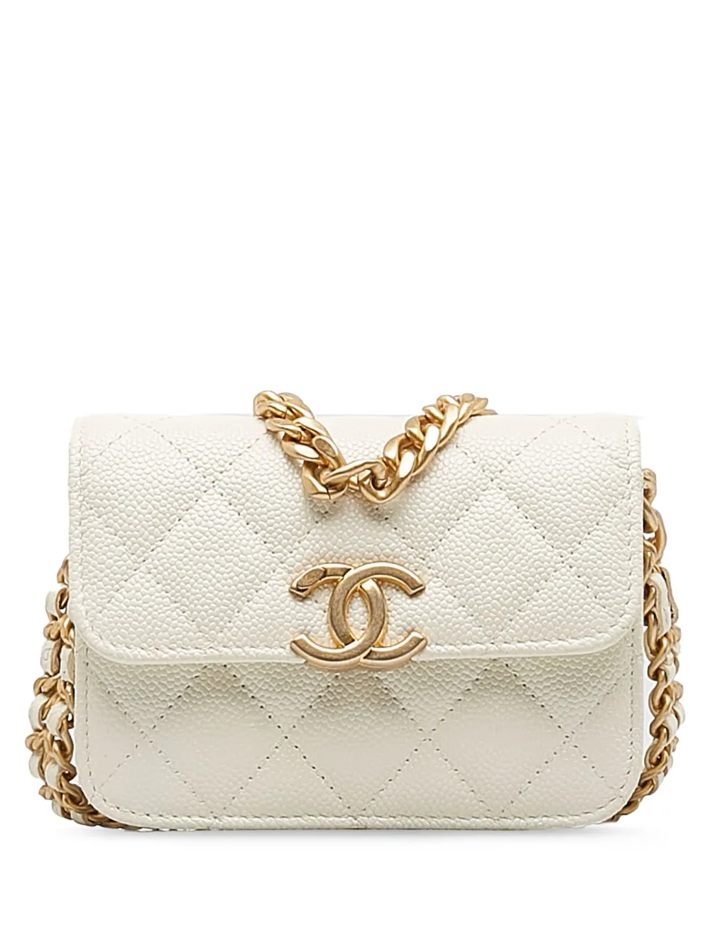 CHANEL Pre-Owned 2021 クラシック フラップ ショルダーバッグ ミニ - ホワイト CHANEL Pre-Owned 2021 クラシック フラップ ショルダーバッグ ミニ - ホワイト