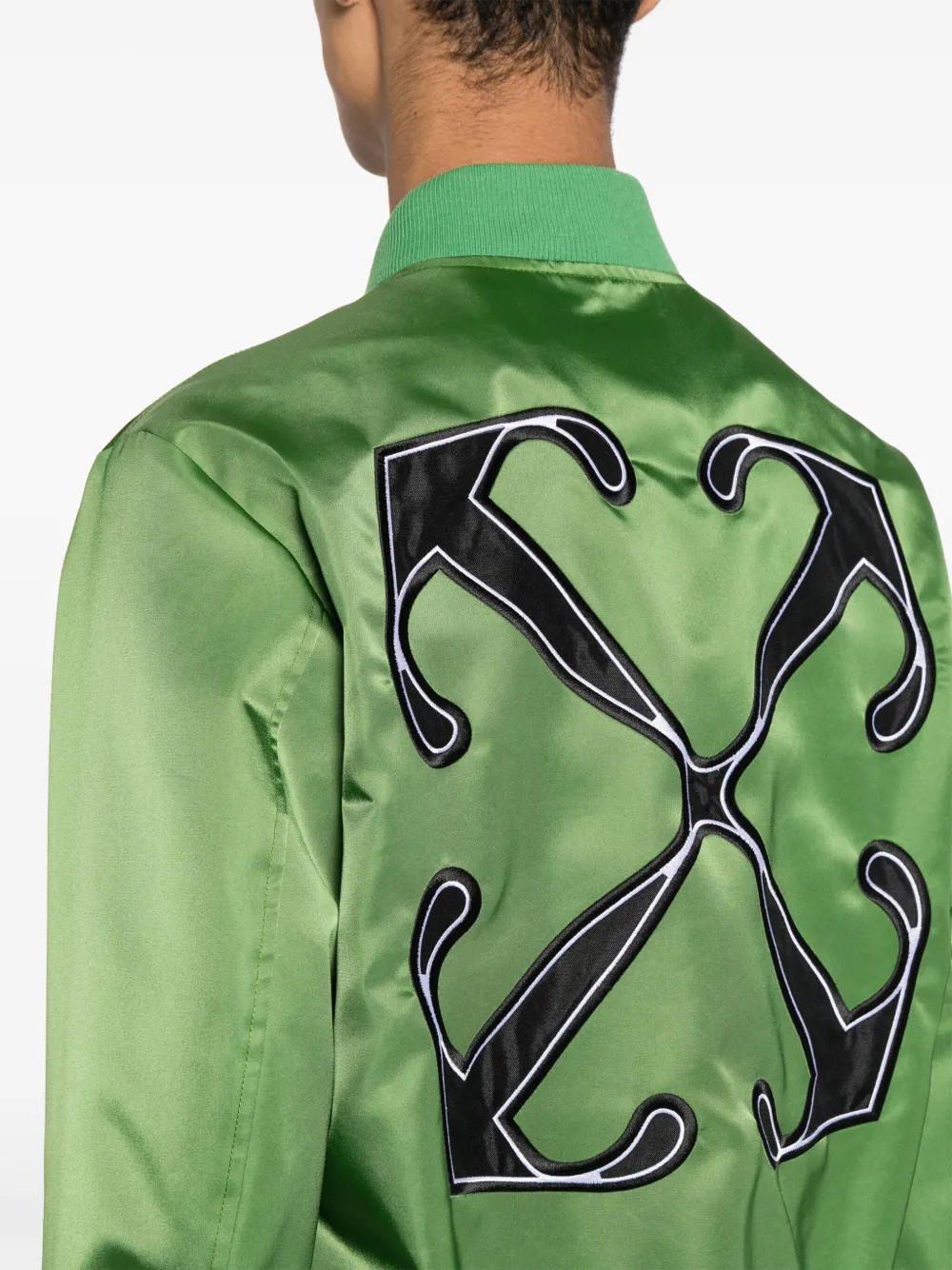 Shop Off-white Varsity Bomber Jacket In Green