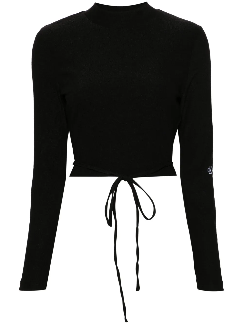 Calvin Klein Jeans Est.1978 Mock-neck Open-back Blouse In Black