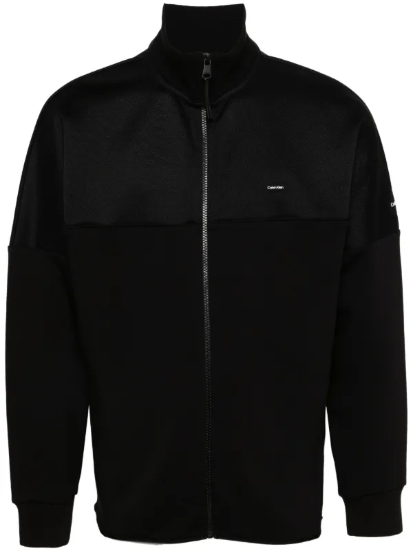 Calvin Klein Logo-patch Zip-up Sweatshirt in BEH CK BLACK