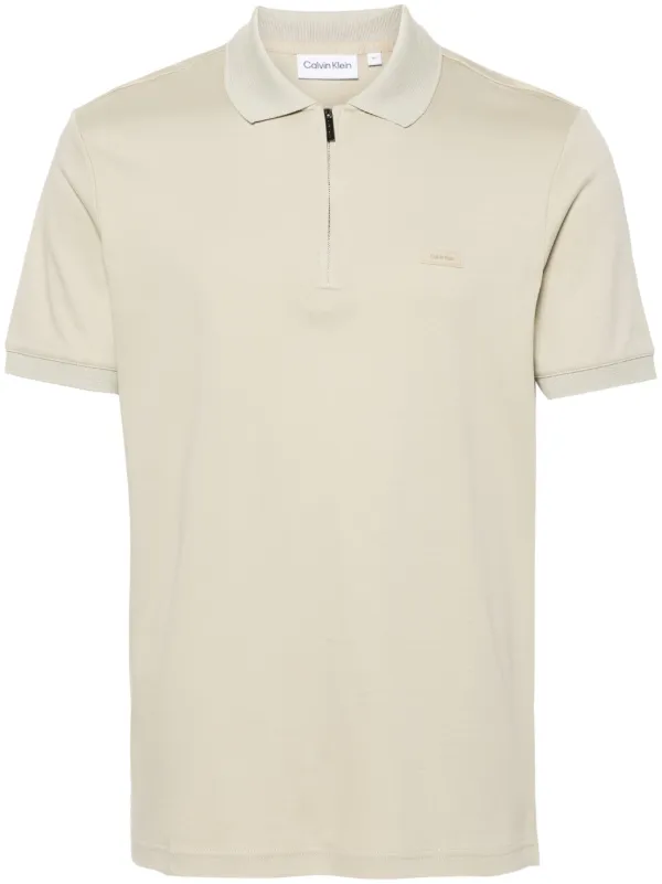 Calvin Klein Logo-patch Cotton Polo Shirt in Green