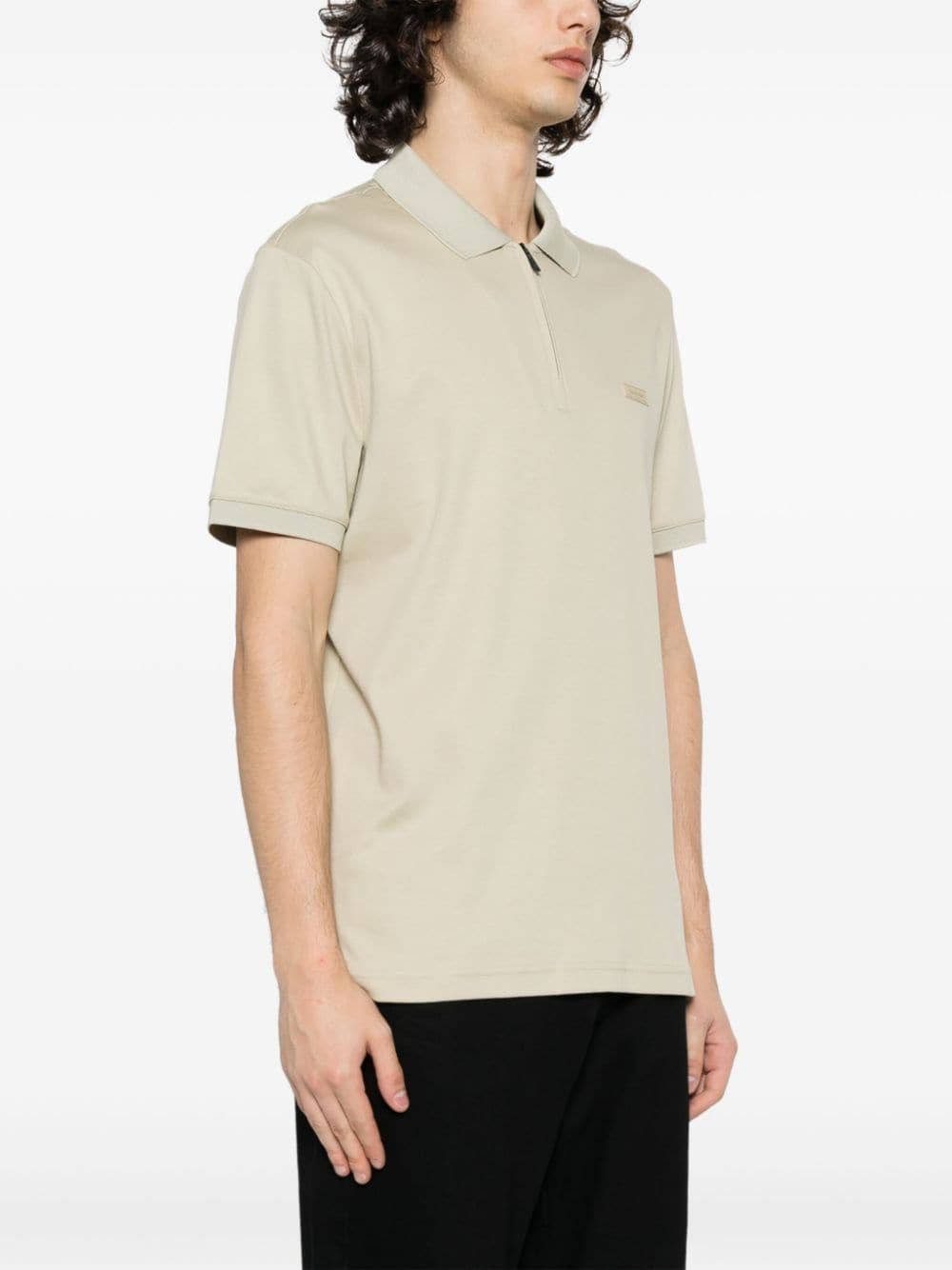 Shop Calvin Klein Logo-patch Cotton Polo Shirt In Green