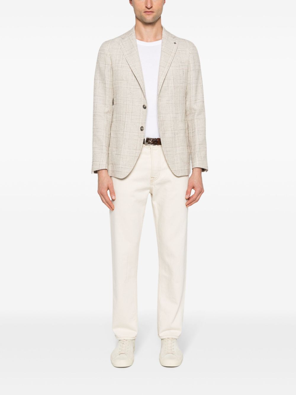 Tagliatore single-breasted checked blazer - Beige