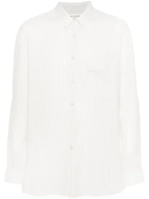 Saint Laurent Striped Satin Shirt | White | FARFETCH