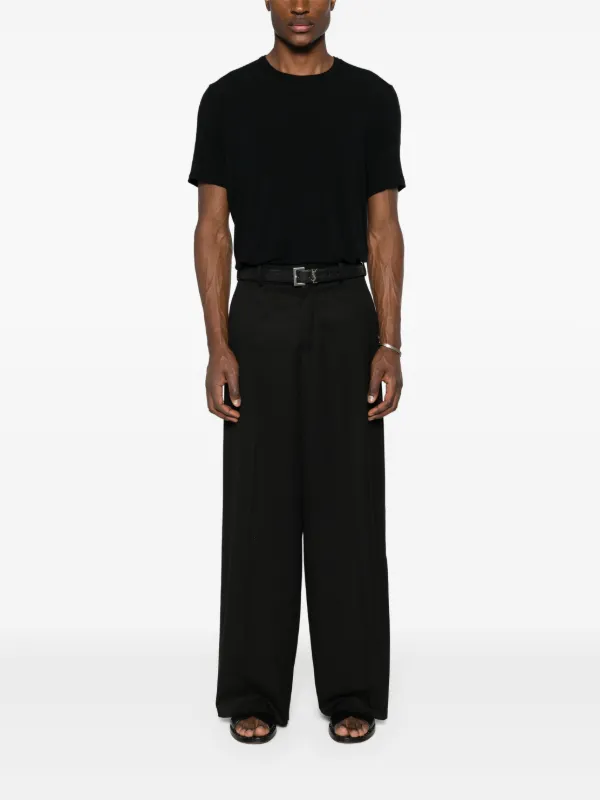 Saint Laurent crew-neck Ribbed T-shirt | Black | FARFETCH
