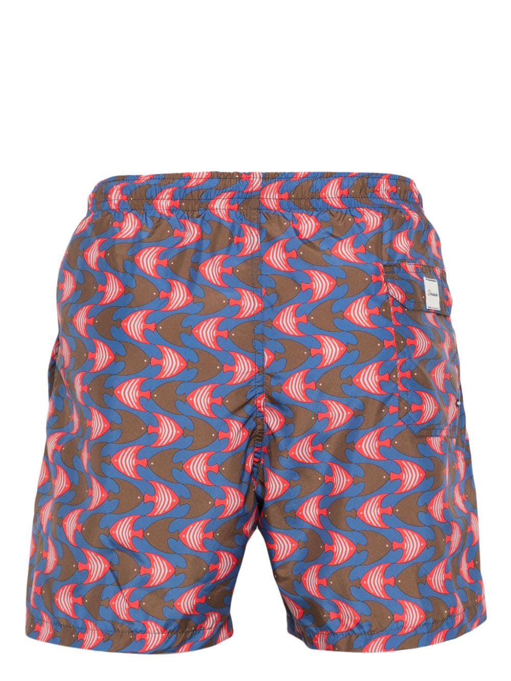 Shop Drumohr Fish-print Swim Shorts In Blue