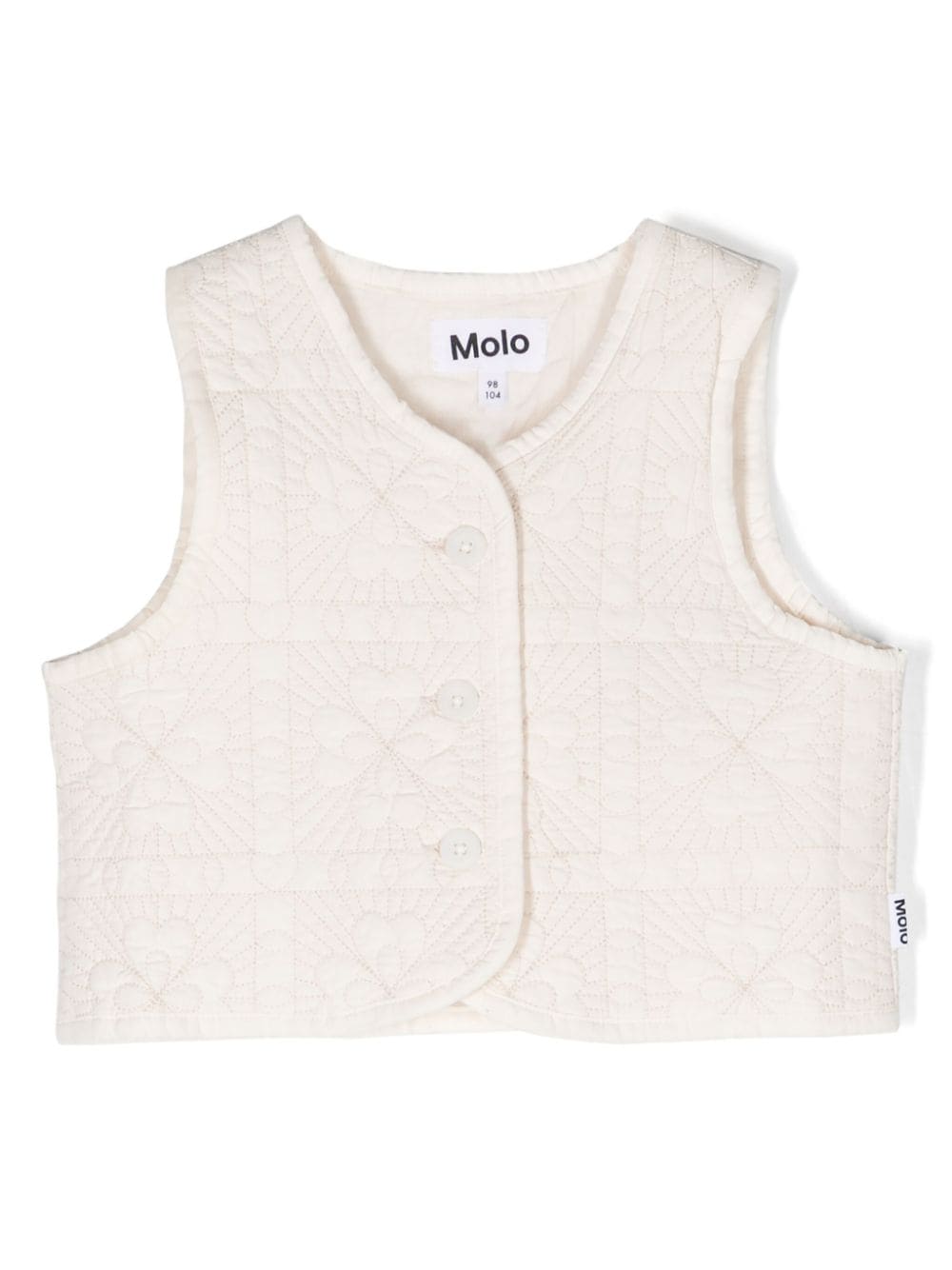 Molo Kids' Quilted Cotton Gilet In Neutrals