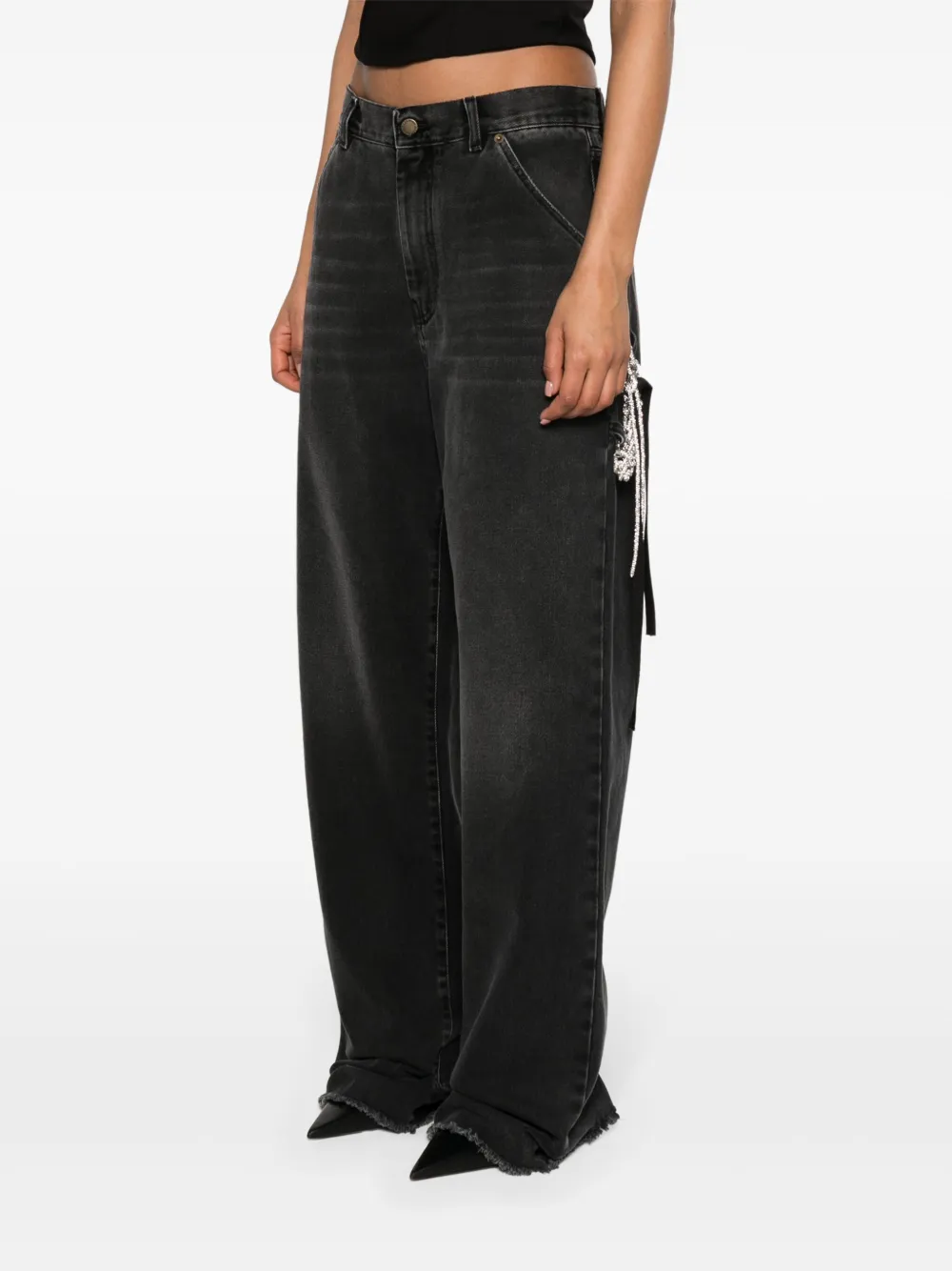 Shop Darkpark Lisa Medium-rise Wide-leg Jeans In Black