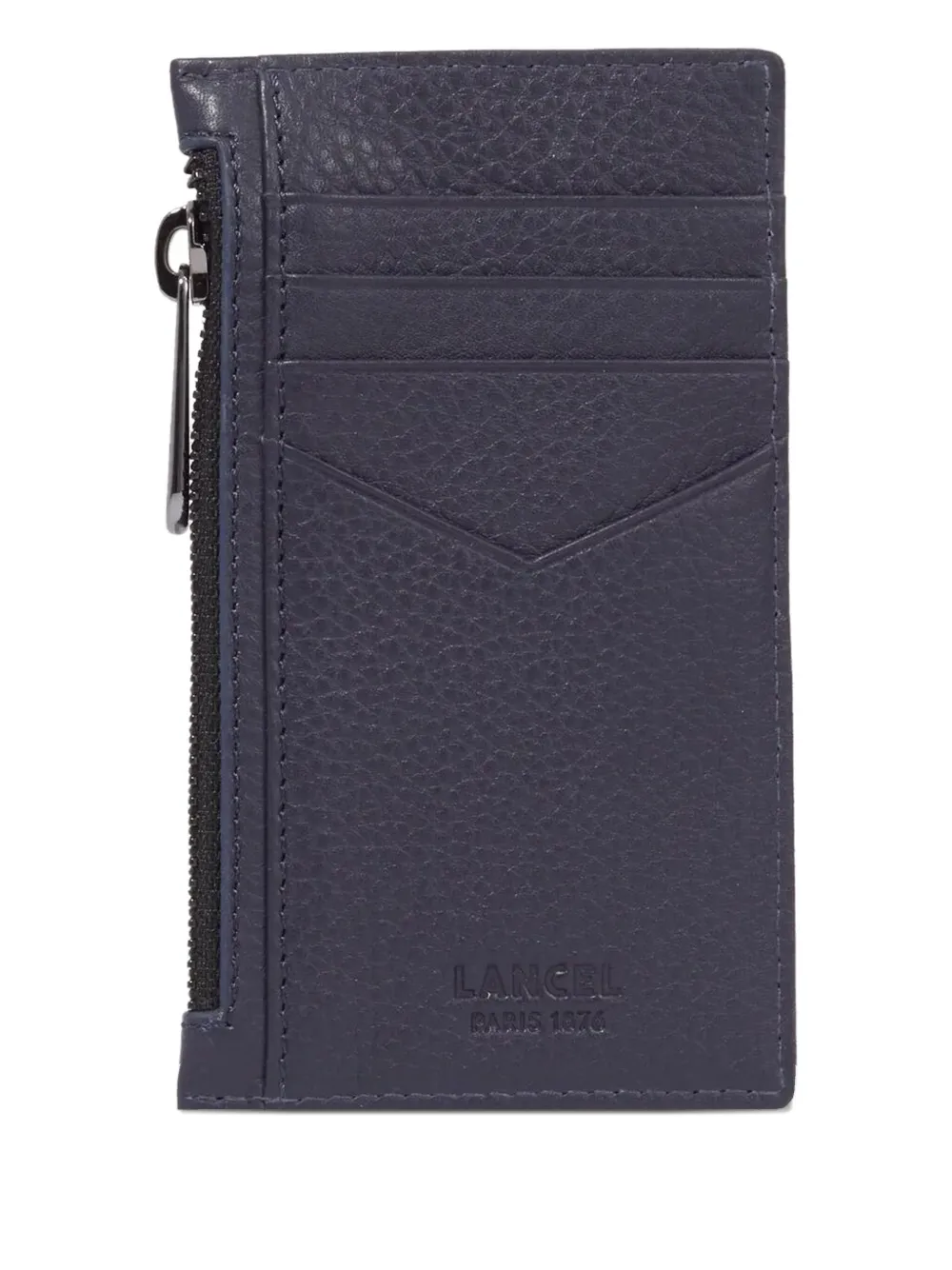 Lancel Côme Zip Leather Card Holder In Blue