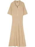 JOSEPH split-neck wool midi dress - Neutrals