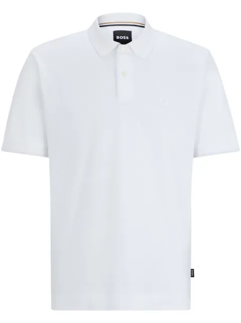 BOSS embroidered-monogram cotton polo shirt