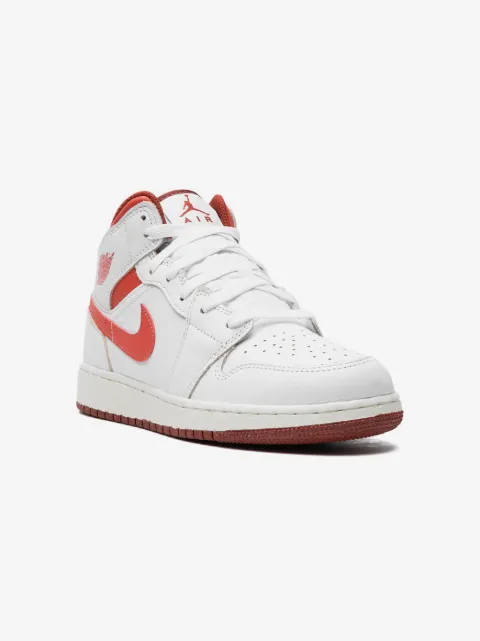 Jordan Kids Air Jordan 1 Mid SE "White/Dune Red" sneakers