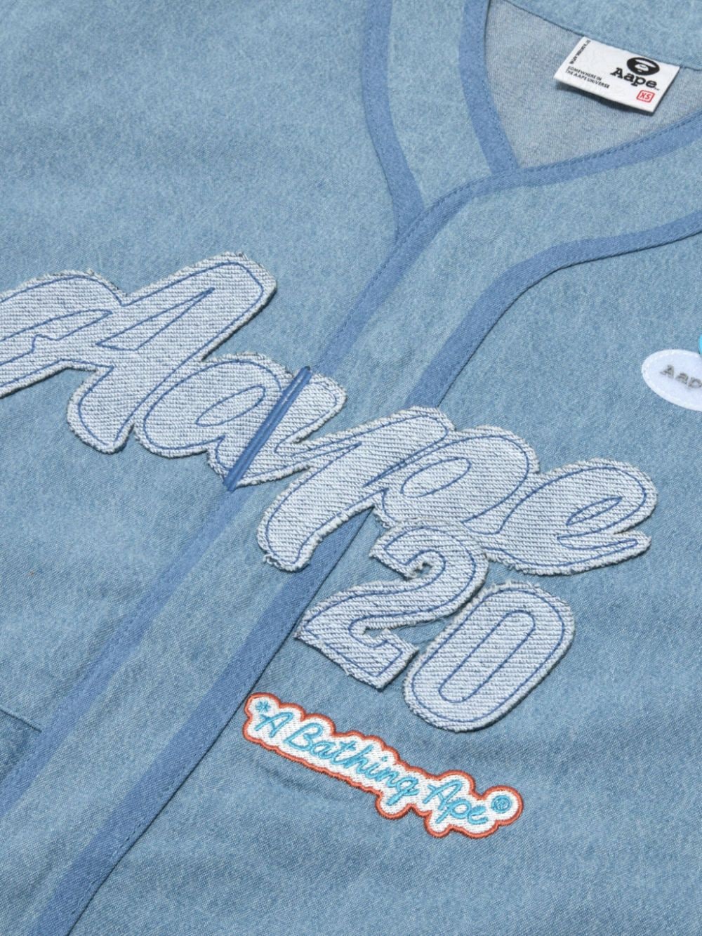 Shop Aape By A Bathing Ape Logo-appliqué Denim Shirt In Blue