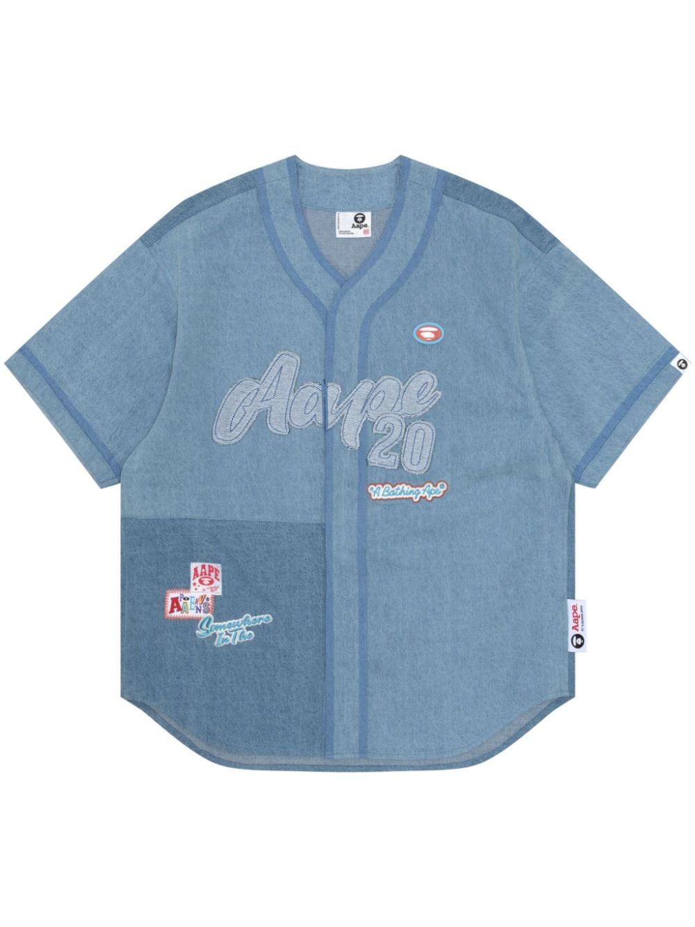 Aape By A Bathing Ape Logo-appliqué Denim Shirt In Blue