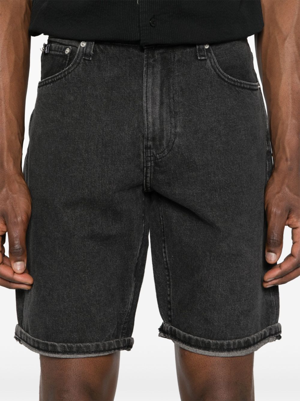 Shop Calvin Klein Jeans Est.1978 Mid-rise Denim Shorts In Grau