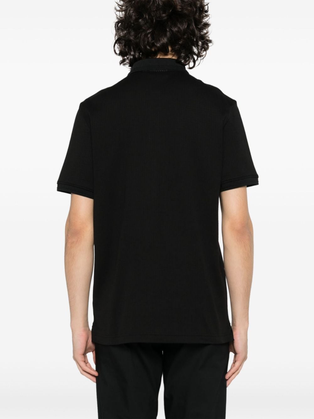 Shop Calvin Klein Logo-patch Cotton Polo Shirt In Black