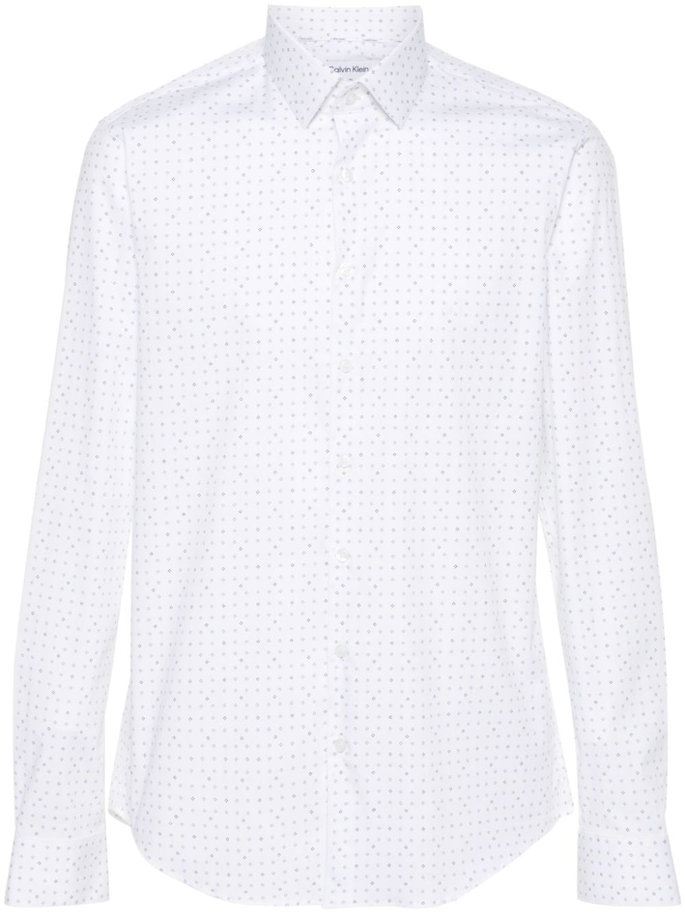 Calvin Klein Geometric-print Cotton Shirt In White