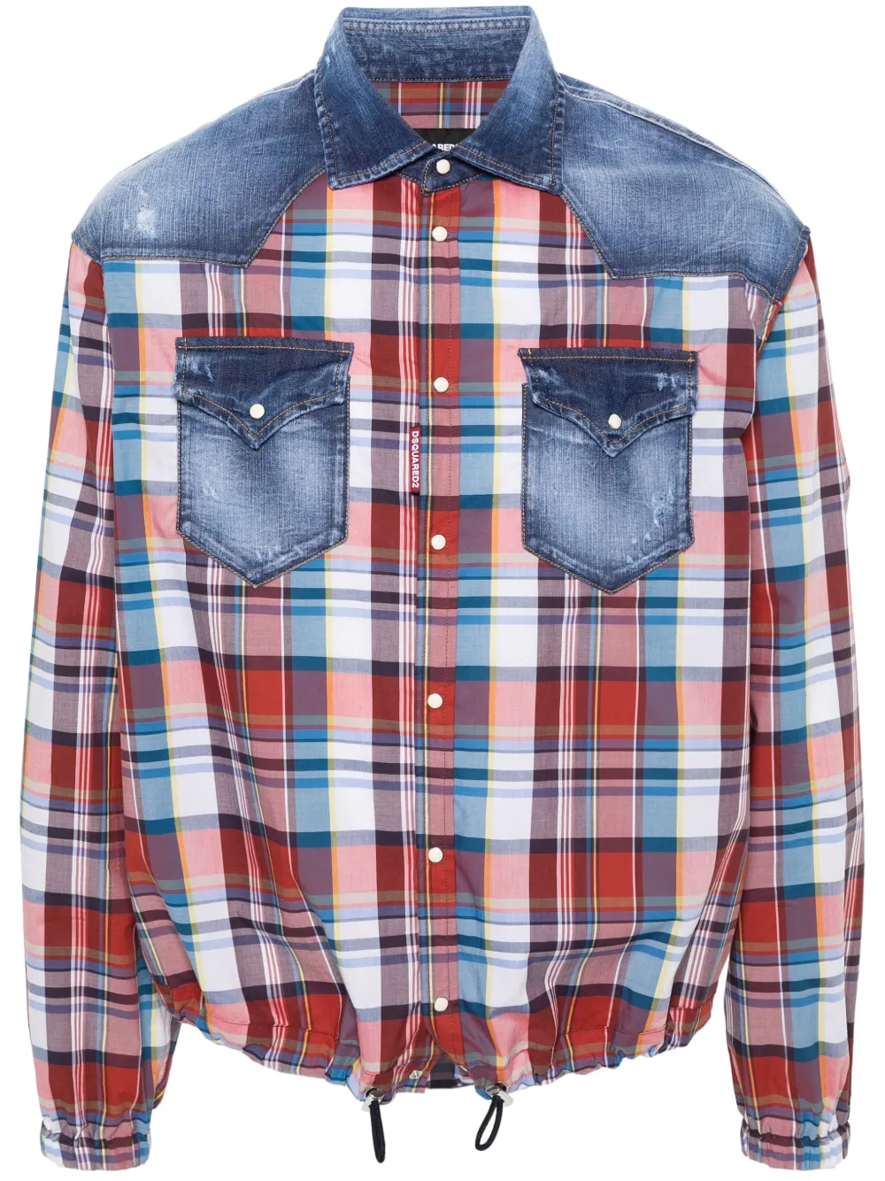 Dsquared2 Panelled Cotton Shirt In Blue