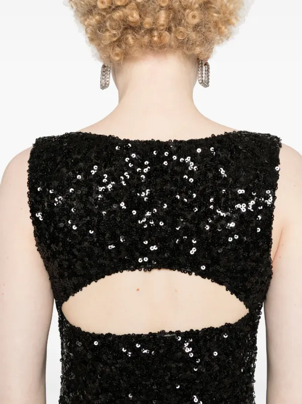 【関税&送料込】Moschino Jeans Sequined Dress MOSCHINO JEANS cut-out Sequined Midi Dress | Black | FARFETCH HK