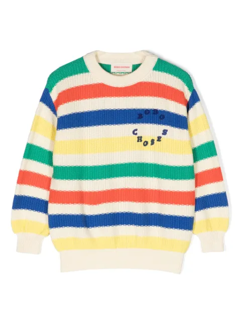 Bobo Choses logo-print striped jumper