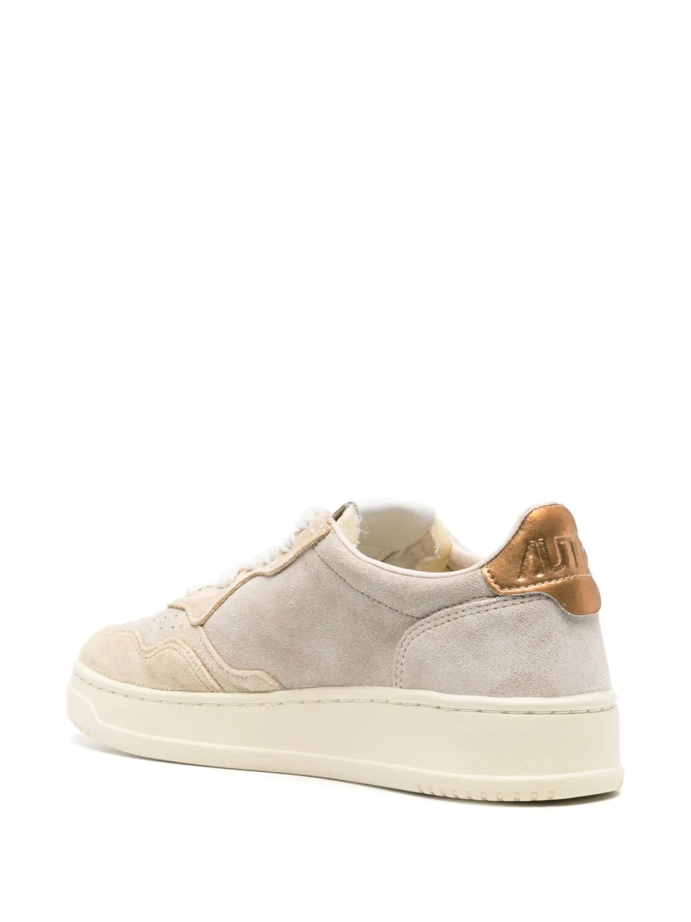 Autry Medalist Low Metallic Leather-trimmed Suede Sneakers In 中性色