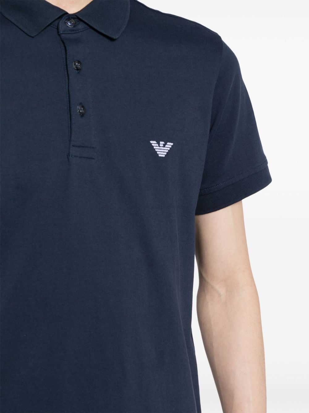 Shop Emporio Armani Logo-patch Cotton Polo In Blue