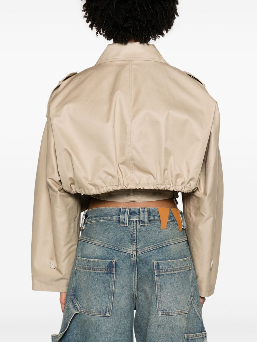 Shop Dark Park Double-breasted Cropped Jacket In Neutrals