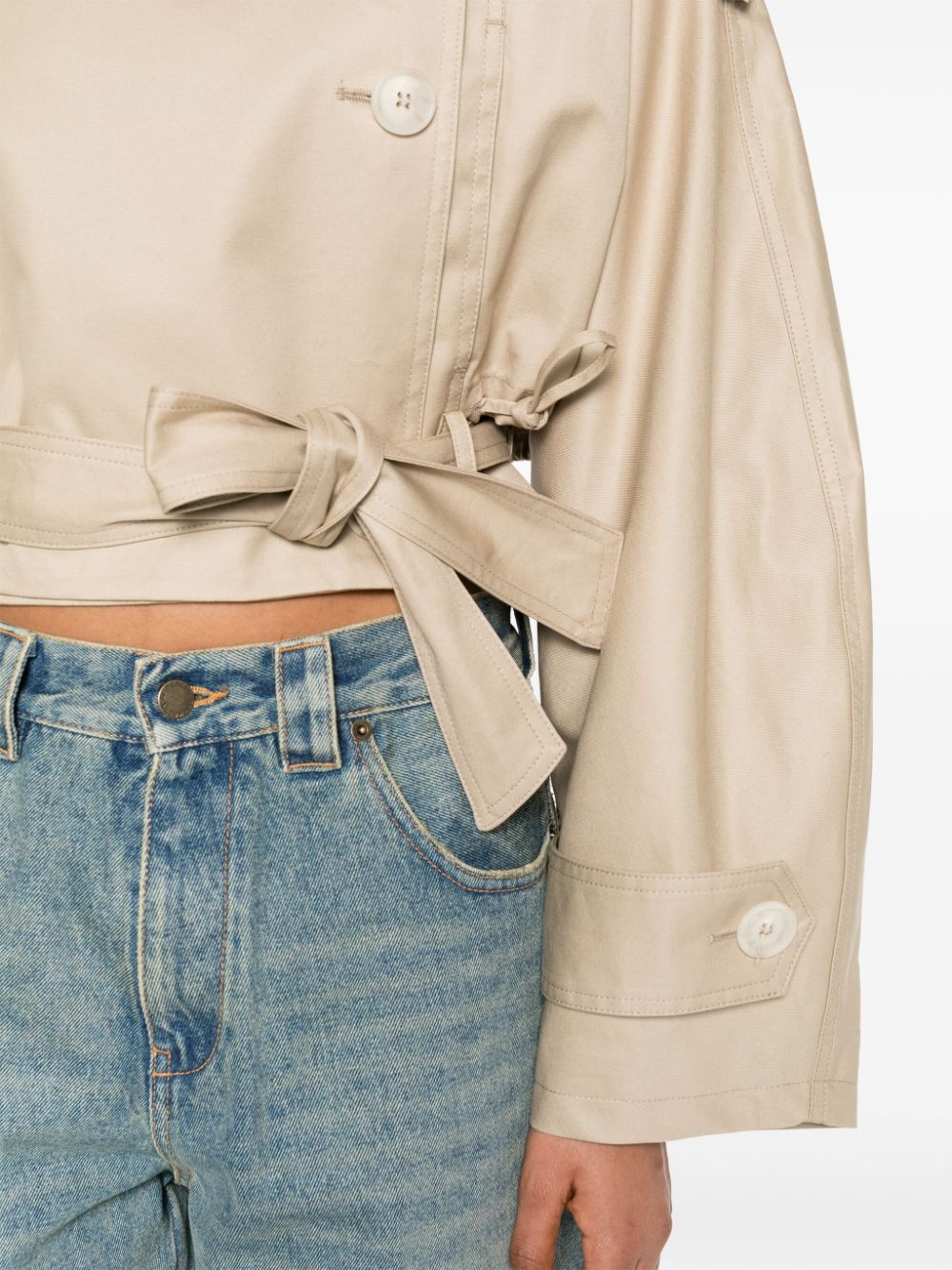 Shop Dark Park Double-breasted Cropped Jacket In Neutrals