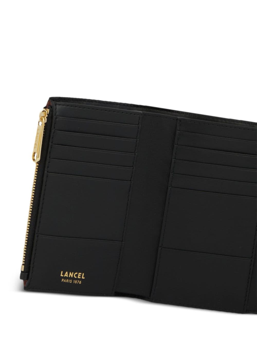 Shop Lancel Roxanne Leather Compact Wallet In Schwarz