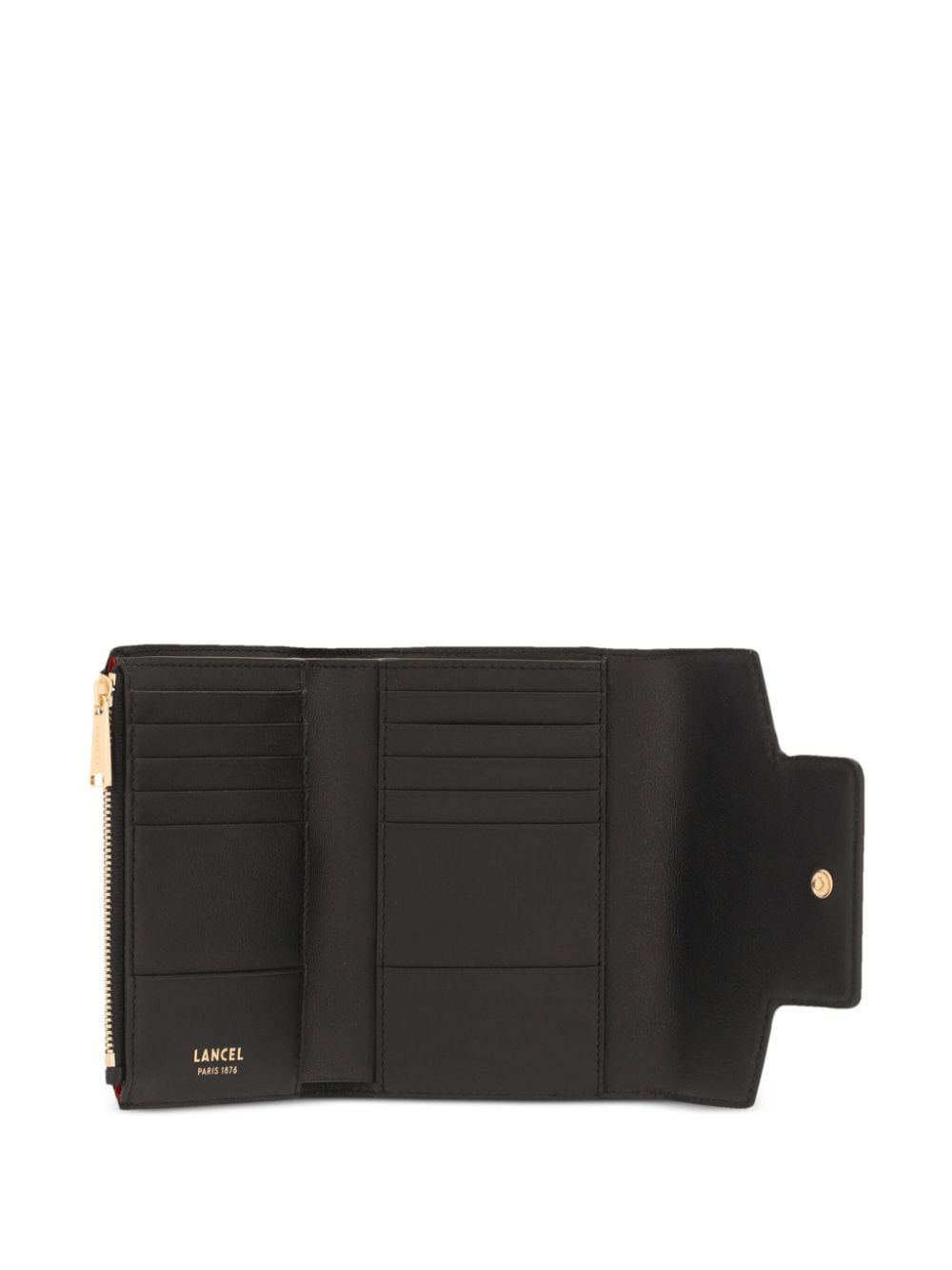 Shop Lancel Roxanne Leather Compact Wallet In Schwarz