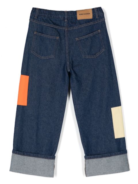 patchwork straight jeans