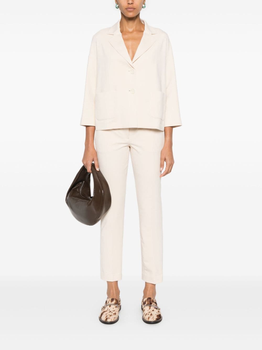 Shop Circolo 1901 Jersey Blazer In Neutrals