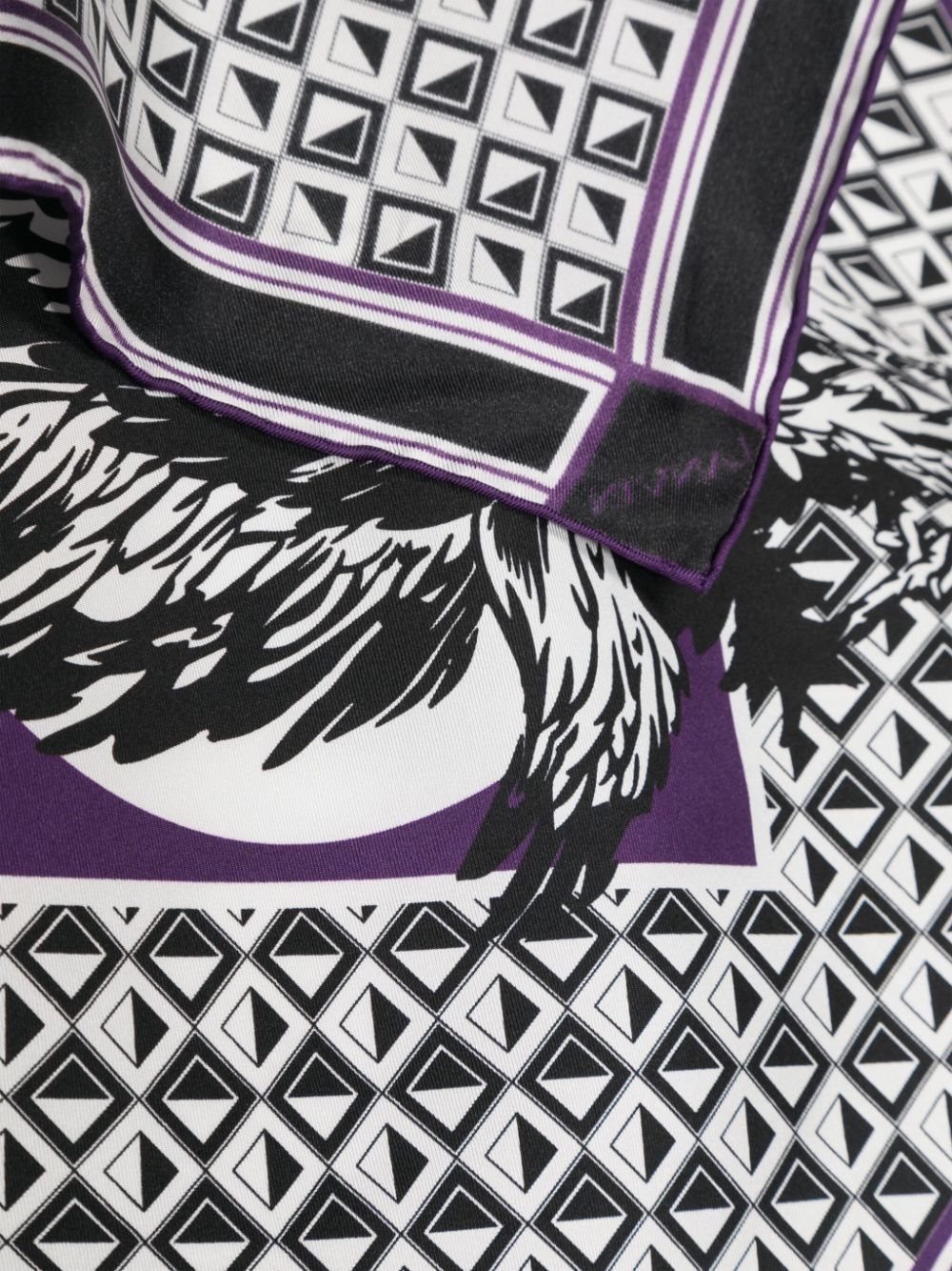 Shop Lanvin X Future Eagle-print Silk Scarf In Black