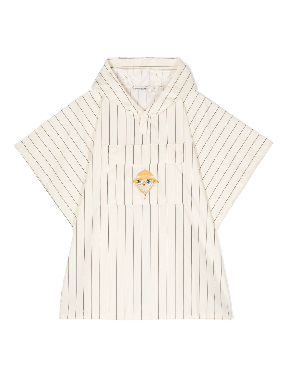 Mini Rodini Babies' Owl Pinstriped Rain Poncho In Neutrals