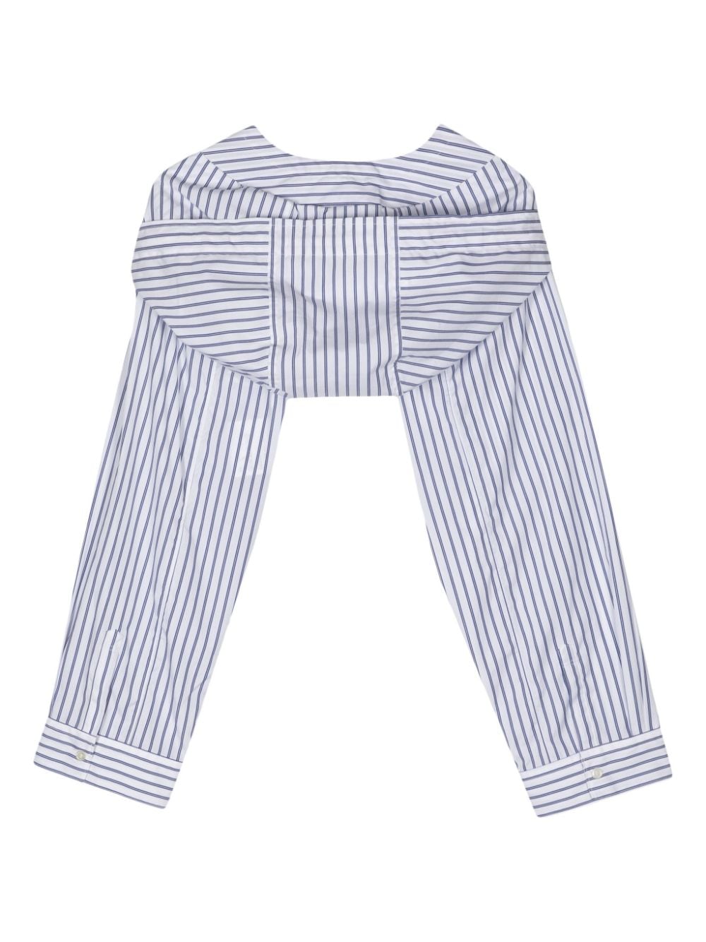 Shop Comme Des Garçons Shirt Vertical Stripe Poplin Bolero In White