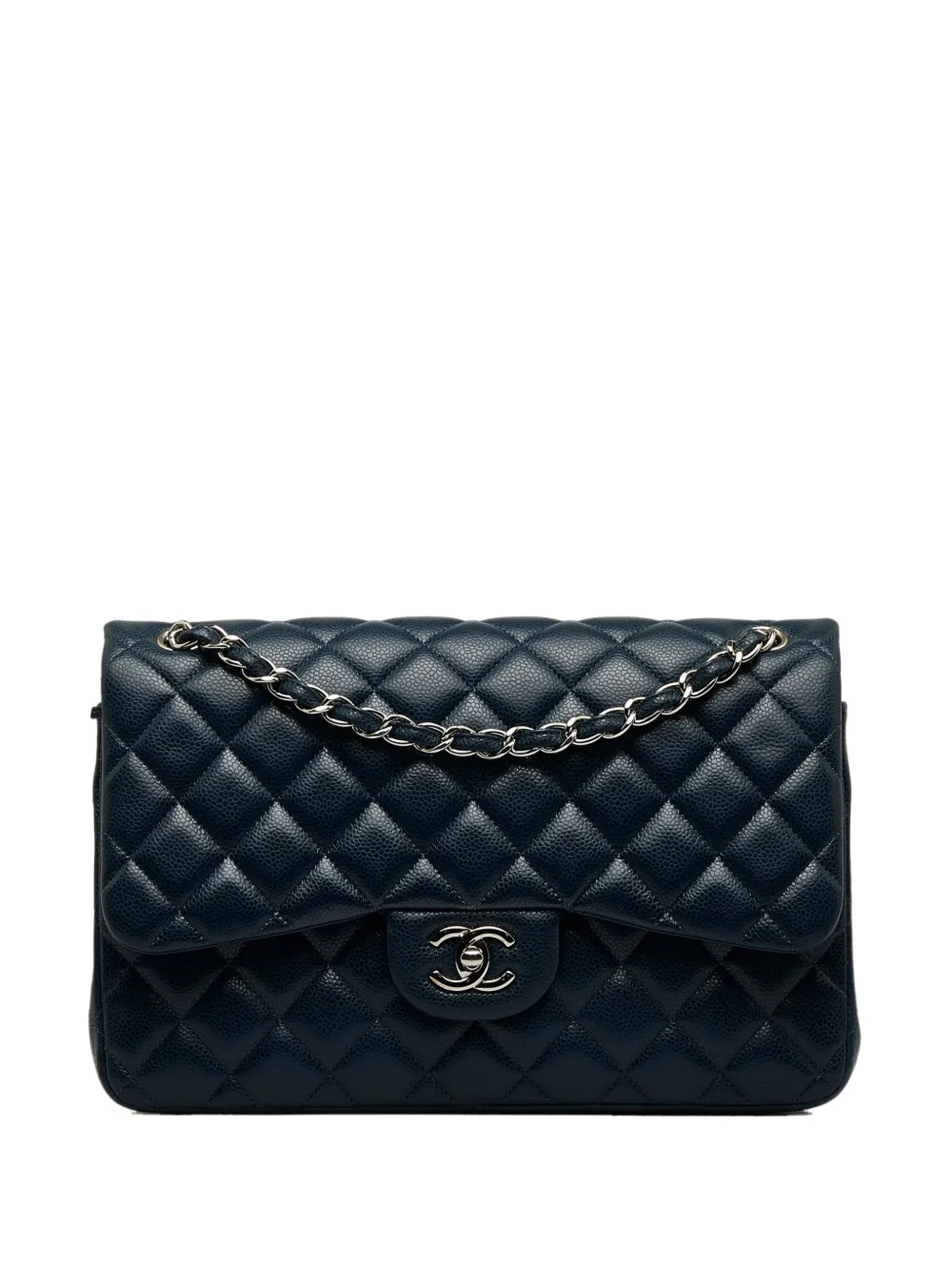 Pre-owned Chanel 2014 Jumbo Double Flap Shoulder Bag In Blue