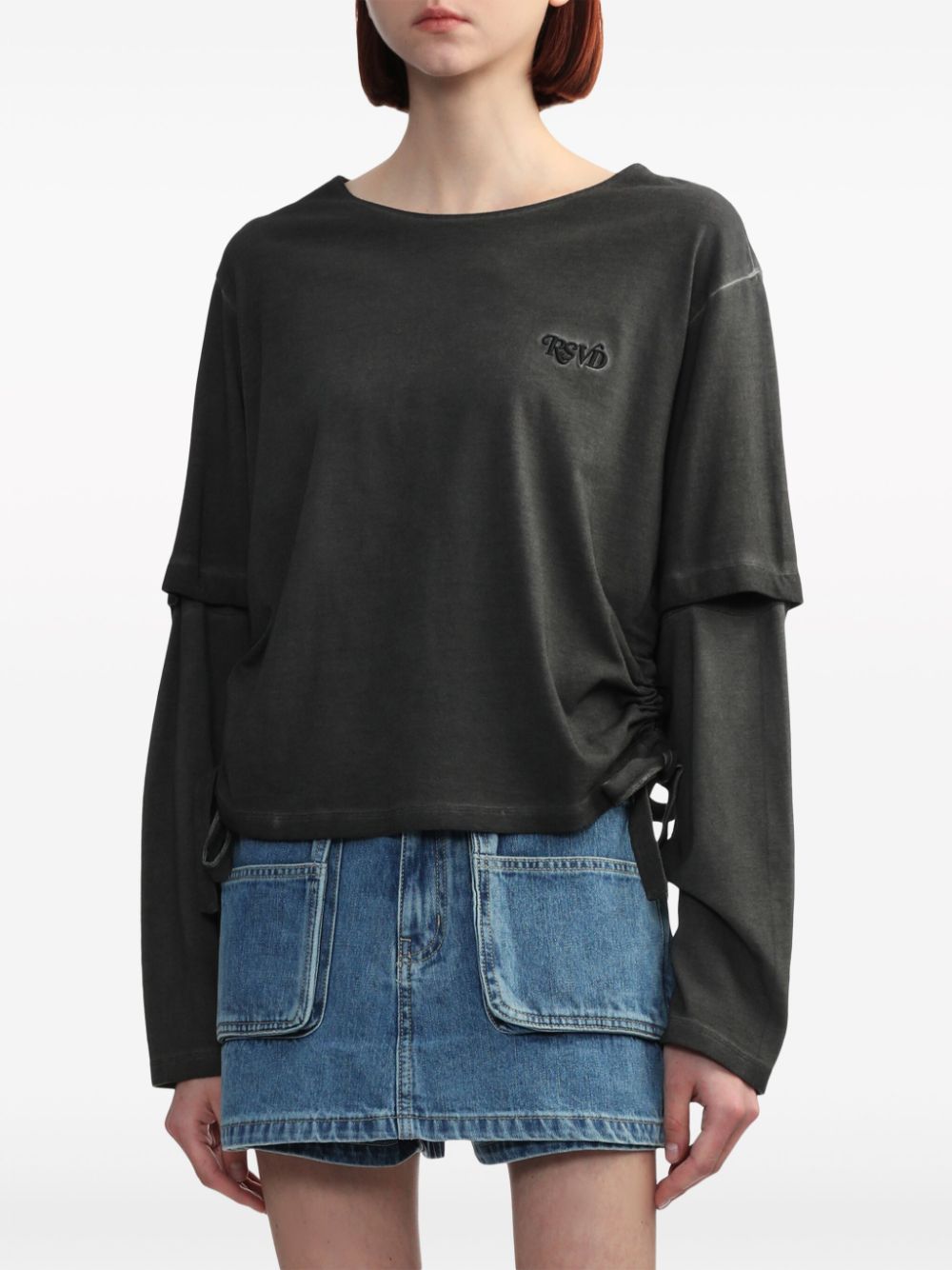 LAYERED-SLEEVE COTTON T-SHIRT