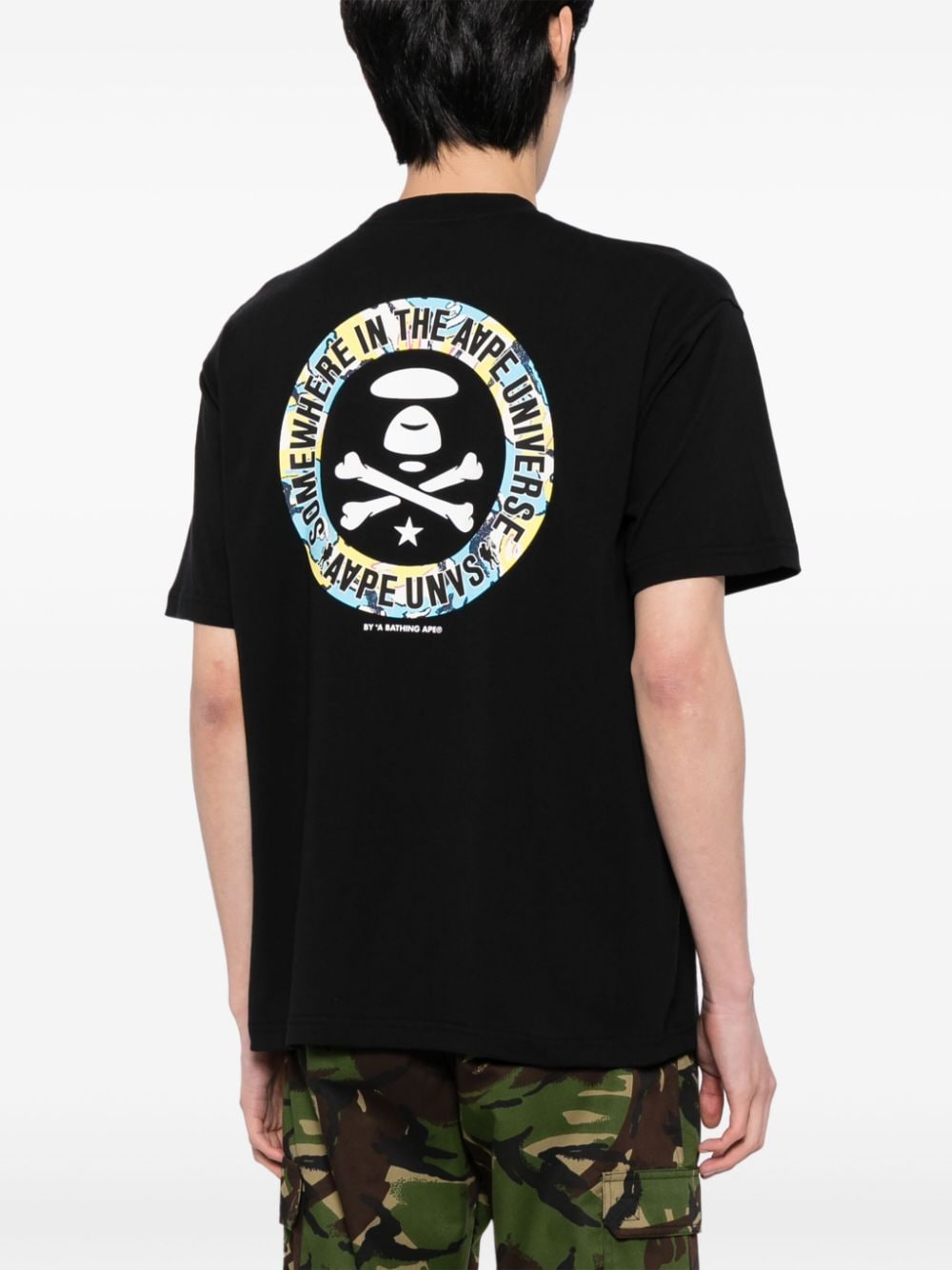 Shop Aape By A Bathing Ape Logo-print Cotton T-shirt In 黑色