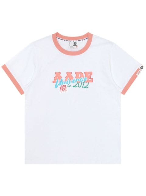 AAPE BY *A BATHING APE® contrasting-collar cotton T-shirt 