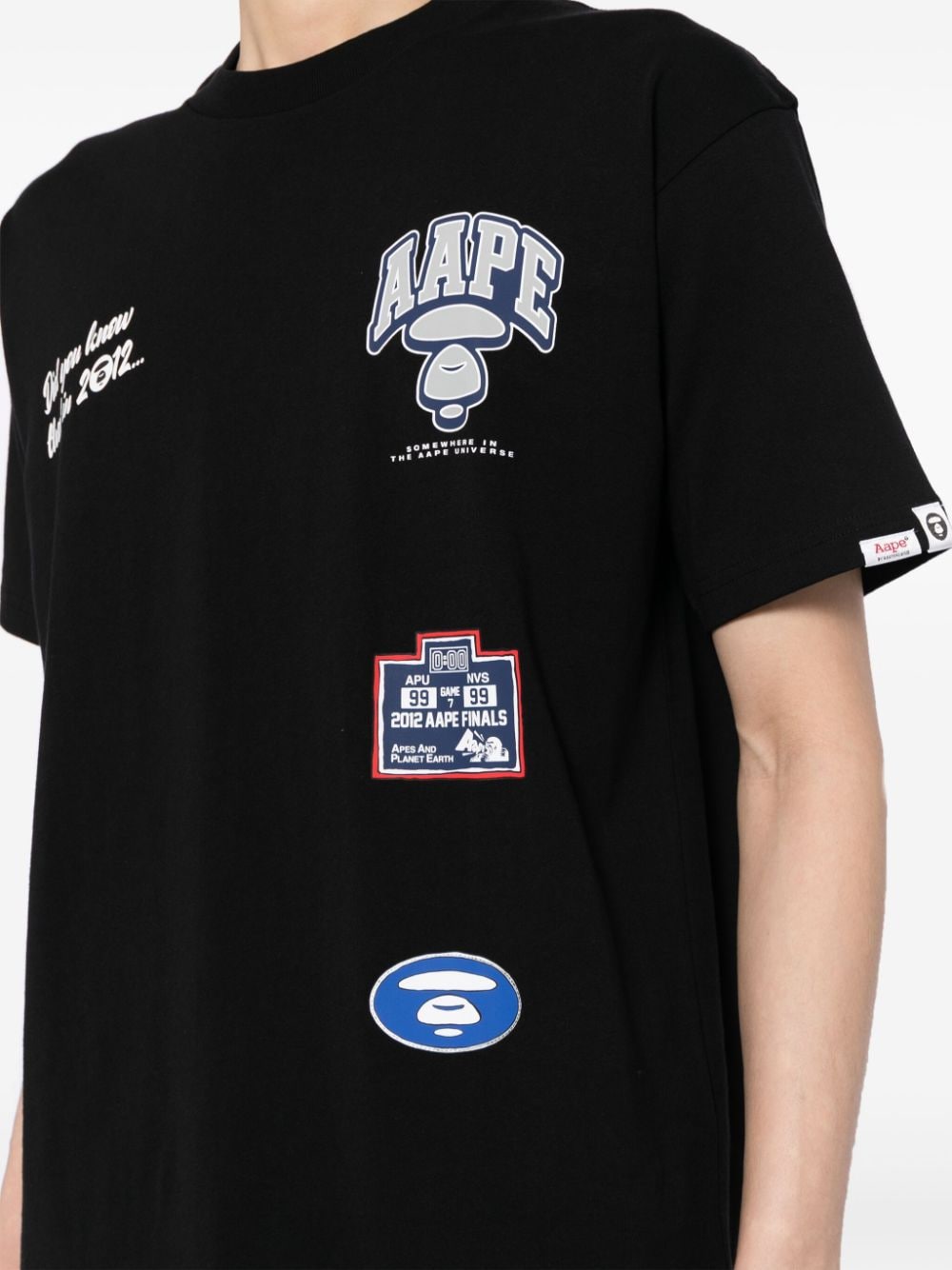 Shop Aape By A Bathing Ape Logo-appliqué Cotton T-shirt In 黑色