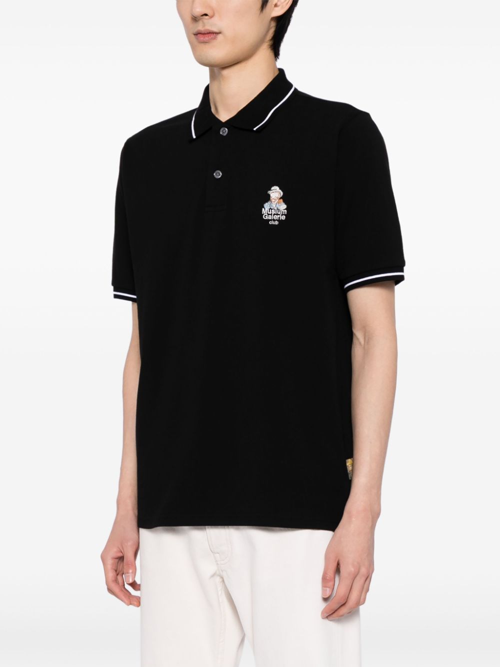 Shop Musium Div. Logo-embroidered Cotton Polo Shirt In Black