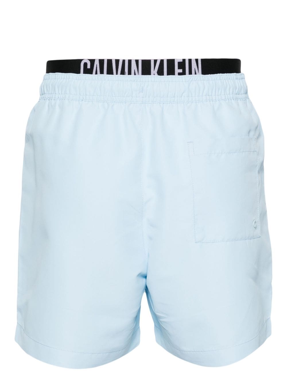 Shop Calvin Klein Double-waistband Swim Shorts In Blue