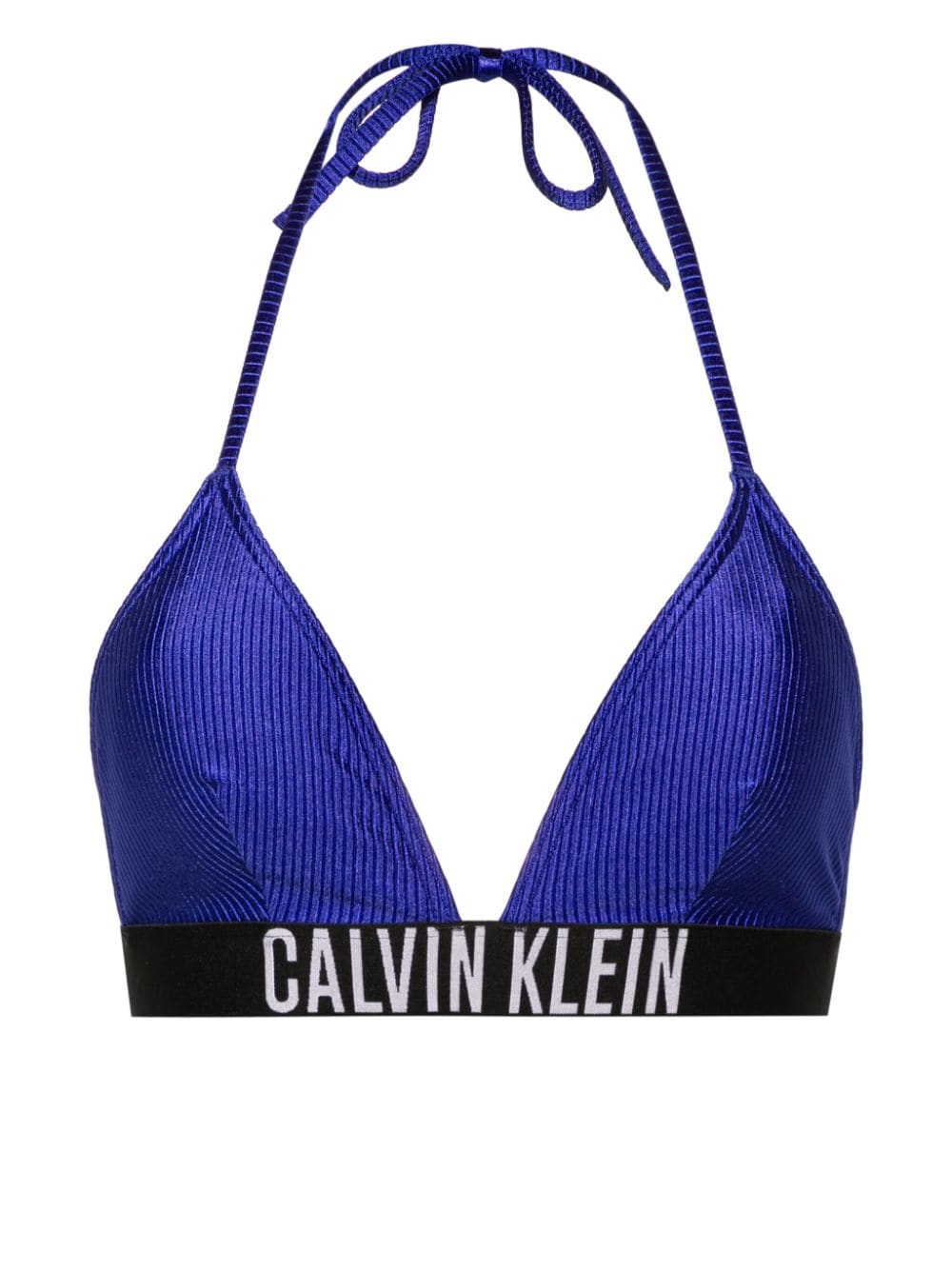 Calvin Klein Logo-underband Triangle Bikini Top In Blue
