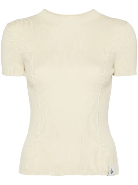 Calvin Klein Jeans playera de canalé con cuello falso