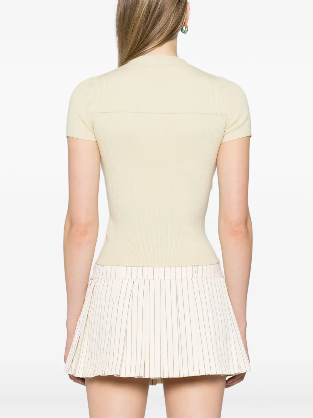 Calvin Klein Jeans Geribbeld T-shirt met opstaande hals Beige