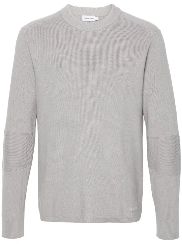 Calvin Klein Fine-knit Crew-neck Jumper in P8N Silver Sconce
