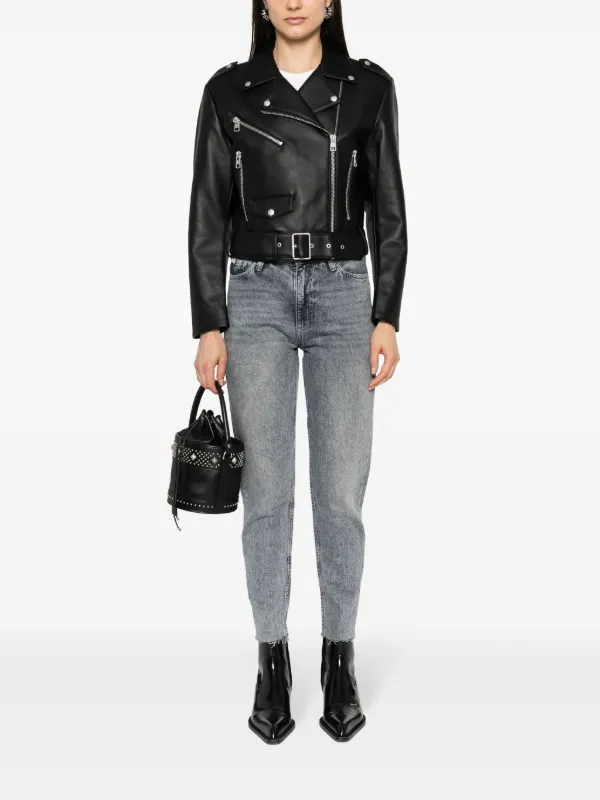 Calvin Klein Jeans Belted Biker Jacket Black FARFETCH ZA