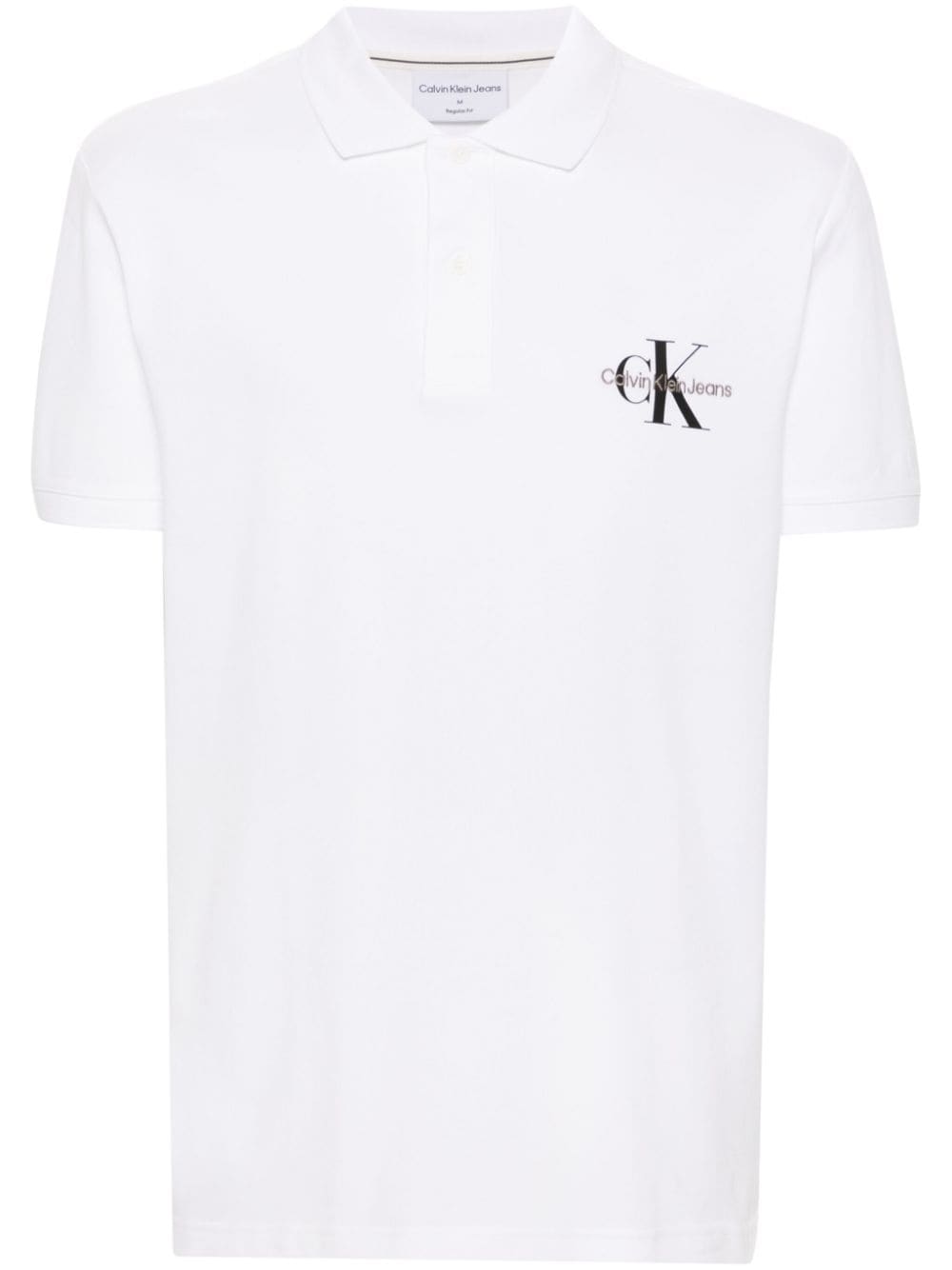 Calvin Klein Jeans Est.1978 Logo-embroidered Piqué Polo Shirt In White