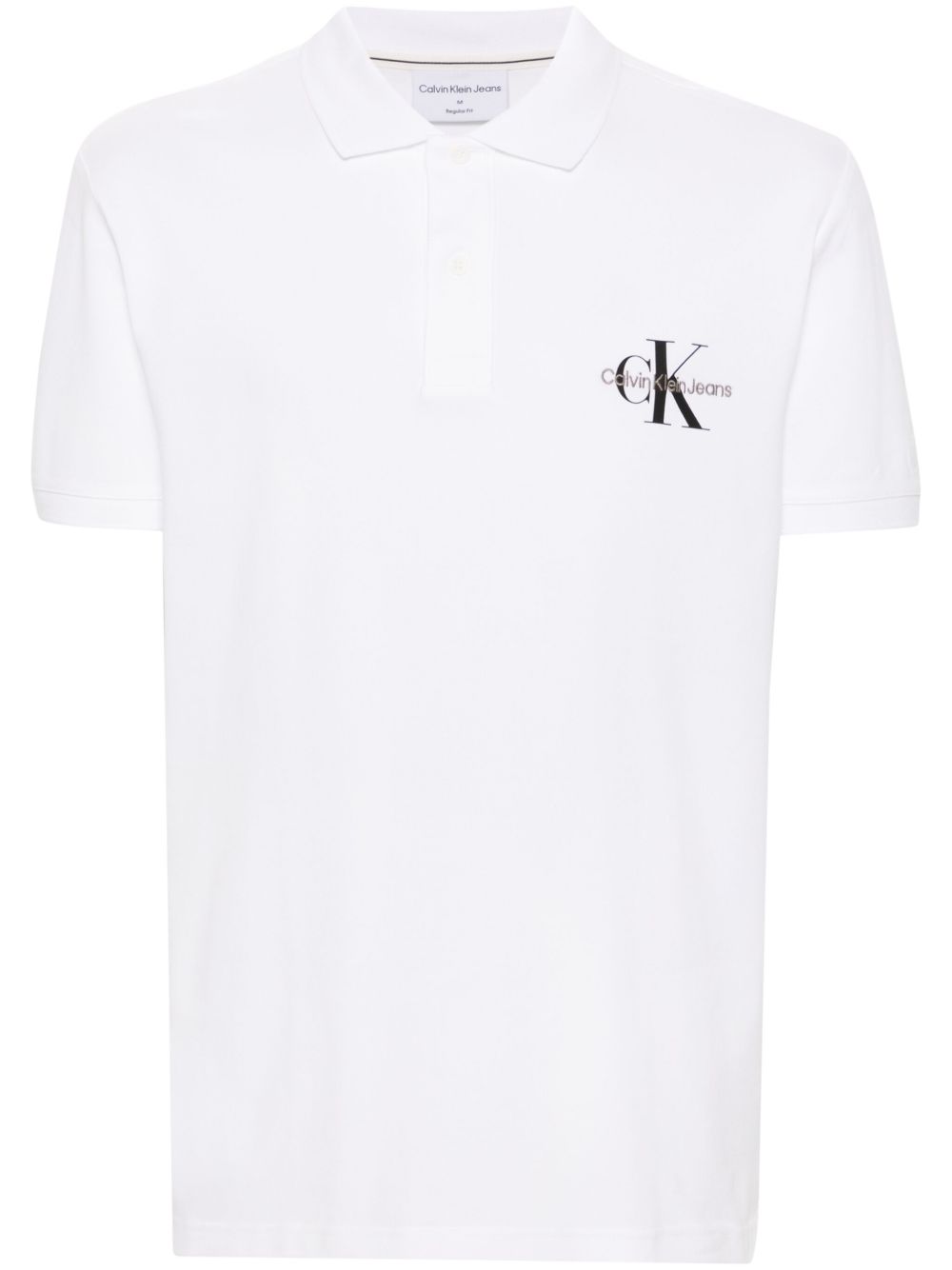 Calvin Klein Jeans logo-embroidered piqué polo shirt - White