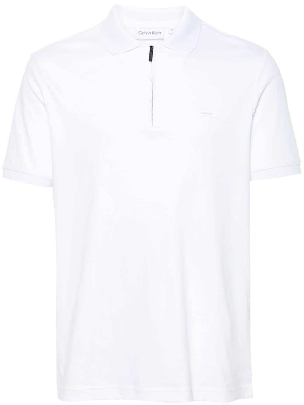 Calvin Klein Logo-patch Organic Cotton Polo Shirt In White